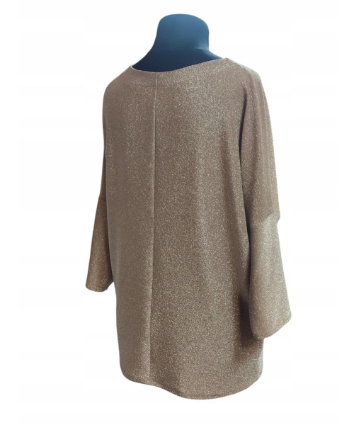 Wieczorowa tunika błyszcząca brokatem beżowa - luźny fason