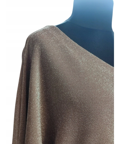 Wieczorowa tunika błyszcząca brokatem beżowa - luźny fason