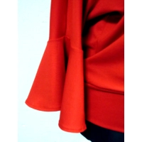 Bluzeczka dzianinowa z długim rękawem z falbanką - czerwona