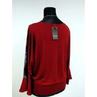 Bluzeczka bordowa z kremowymi różami - rękaw dzwonek