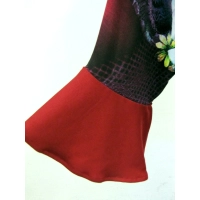 Bluzeczka bordowa z kremowymi różami - rękaw dzwonek