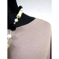 Bluzeczka dzianinowa z długim rękawem z falbanką - beige