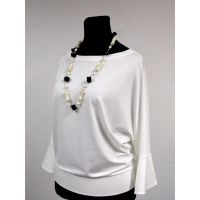 Bluzka kimono z długim rękawem z modną falbanką - ecru