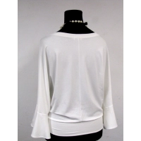 Bluzka kimono z długim rękawem z modną falbanką - ecru