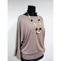 Bluzeczka dzianinowa z długim rękawem z falbanką - beige