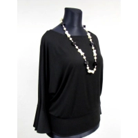 Bluzeczka dzianinowa z długim rękawem z falbanką - czarna