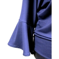 Bluzka z długim rękawem z modną falbanką - granatowa