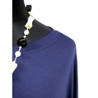 Bluzka z długim rękawem z modną falbanką - granatowa