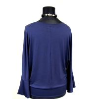 Bluzka z długim rękawem z modną falbanką - granatowa