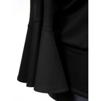 Bluzeczka dzianinowa z długim rękawem z falbanką - czarna