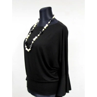 Bluzeczka dzianinowa z długim rękawem z falbanką - czarna