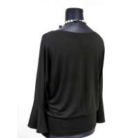 Bluzeczka dzianinowa z długim rękawem z falbanką - czarna