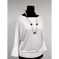 Bluzka kimono z długim rękawem z modną falbanką - ecru