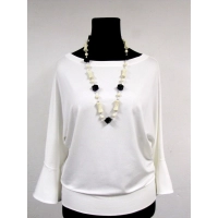 Bluzka kimono z długim rękawem z modną falbanką - ecru