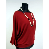 Bluzeczka dzianinowa z długim rękawem z falbanką - bordowa