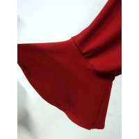 Bluzeczka dzianinowa z długim rękawem z falbanką - bordowa