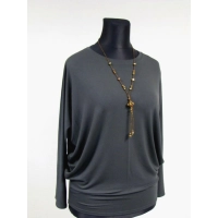 Bluzka oversize dla puszystej tuszująca boczki - khaki