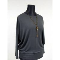 Bluzka oversize dla puszystej tuszująca boczki - khaki