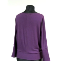 Bluzeczka fioletowa z kremowymi różami - rękaw dzwonek