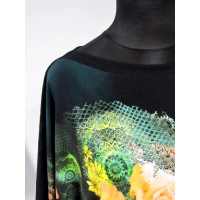 Bluzeczka czarna z żółtymi różami - rękaw dzwonek