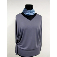 Bluzeczka kimono z dekoltem i ściągaczami - szara