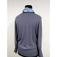 Bluzeczka kimono z dekoltem i ściągaczami - szara