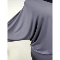 Bluzeczka kimono z dekoltem i ściągaczami - szara