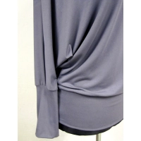 Bluzeczka kimono z dekoltem i ściągaczami - szara