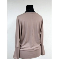 Adelle - luźna bluzka kimono z dekoltem i ściągaczami - cappucino