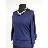 Bluzka Soraya fantazyjna z rękawami jak motyle - granatowa