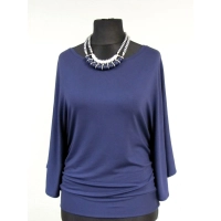 Bluzka Soraya fantazyjna z rękawami jak motyle - granatowa