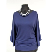 Bluzka Soraya fantazyjna z rękawami jak motyle - granatowa