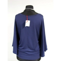 Bluzka Soraya fantazyjna z rękawami jak motyle - granatowa