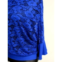 Koronkowa bluzka XXL kimono z falbanką - chabrowa