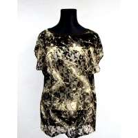 Tunika koronkowa w brązowo/kremowe róże + top