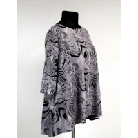 Tunika rozkloszowana z szaro/srebrnym wzorem