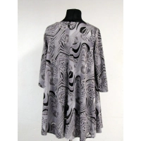 Tunika rozkloszowana z szaro/srebrnym wzorem