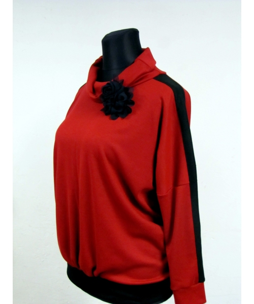 Bluza jesienna z czarnymi lampasami - sweter XXL