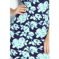 Sukienka z wycięciem na plecach - miętowe kwiaty