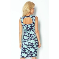 Sukienka z wycięciem na plecach - miętowe kwiaty