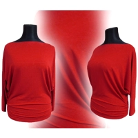 Tunika Amaya Nietoperz z marszczeniami na biodrach - koralowy