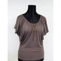 Bluzka Cindy dla kobiety z dużym biustem szaro/beżowa