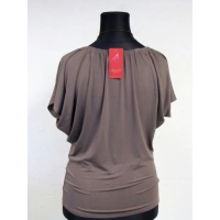 Bluzeczka nietoperz z mocno marszczonym dekoltem - beige