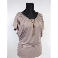 Bluzeczka nietoperz z mocno marszczonym dekoltem - capucino