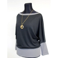 Bluzka Brenda grafitowo/szara KIMONO z dzianiny melanżowej