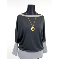 Bluzka Brenda grafitowo/szara KIMONO z dzianiny melanżowej