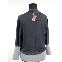 Bluzka Brenda grafitowo/szara KIMONO z dzianiny melanżowej