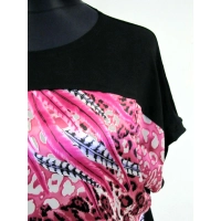 Bluzka kimono z amarantowym wzorem na przodzie