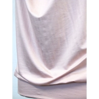 Bluzka krótki rękaw z lejącym dekoltem typu woda - pudrowa