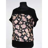 Bluzka kimono z wzorem na przodzie - różyczki